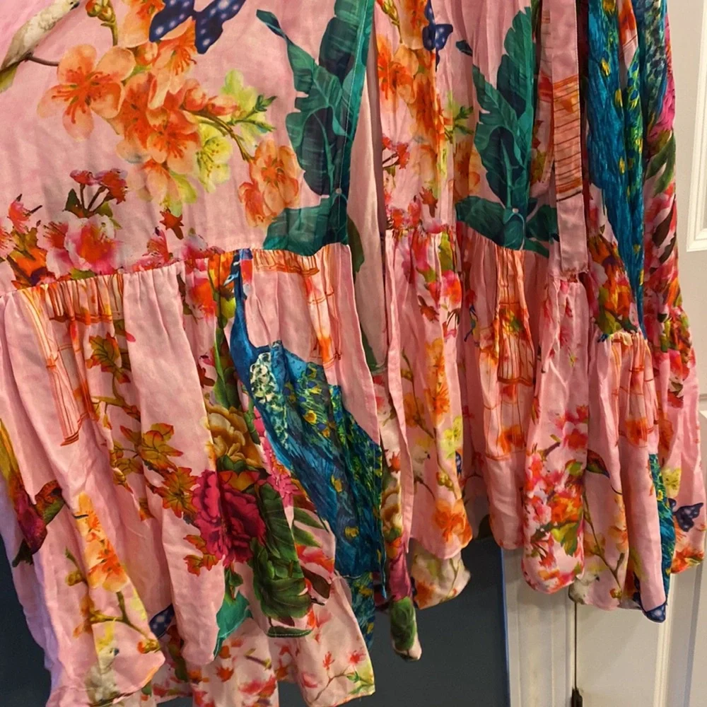 Floral Pink Wrap Maxi Dress with Tie Waist